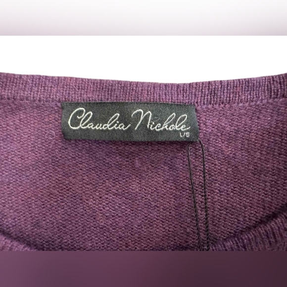 Claudia Nichole NWT Sweater Purple 90% Superwash Merino Wool 10% Cashmere Large - Picture 8 of 10